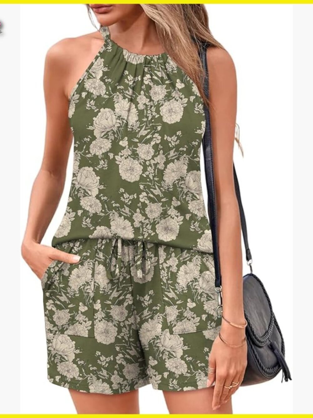 Sleeveless Halter Top Short Set Casual Vacation Summer Outfit Loose Fit